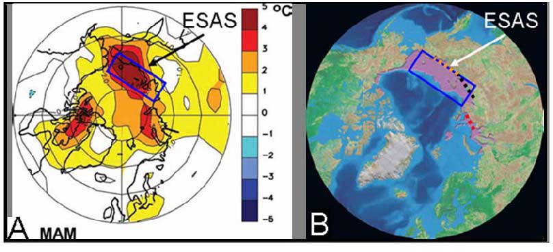 Arctic warming affects the ESAS the most