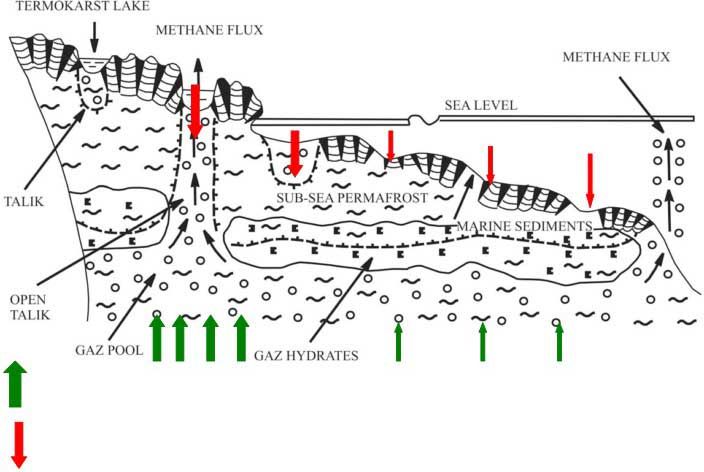 Mechanism of combined talik formation(geothermal heat + thermokarst)