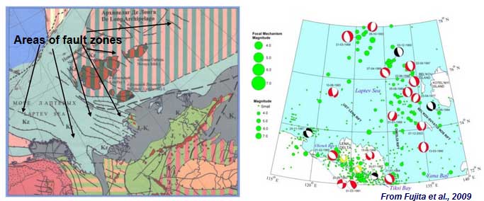 Most of the ESAS area is affected by tectonic and seismic activities