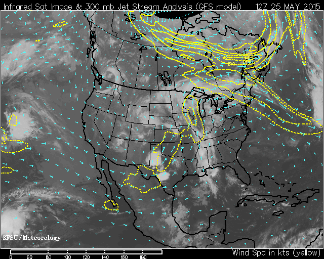 Jet Stream south dip US Texas 25 May 2015