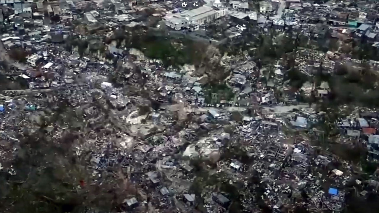 Hurricane Matthew aerial video reveals scale of devastation in Haiti town.